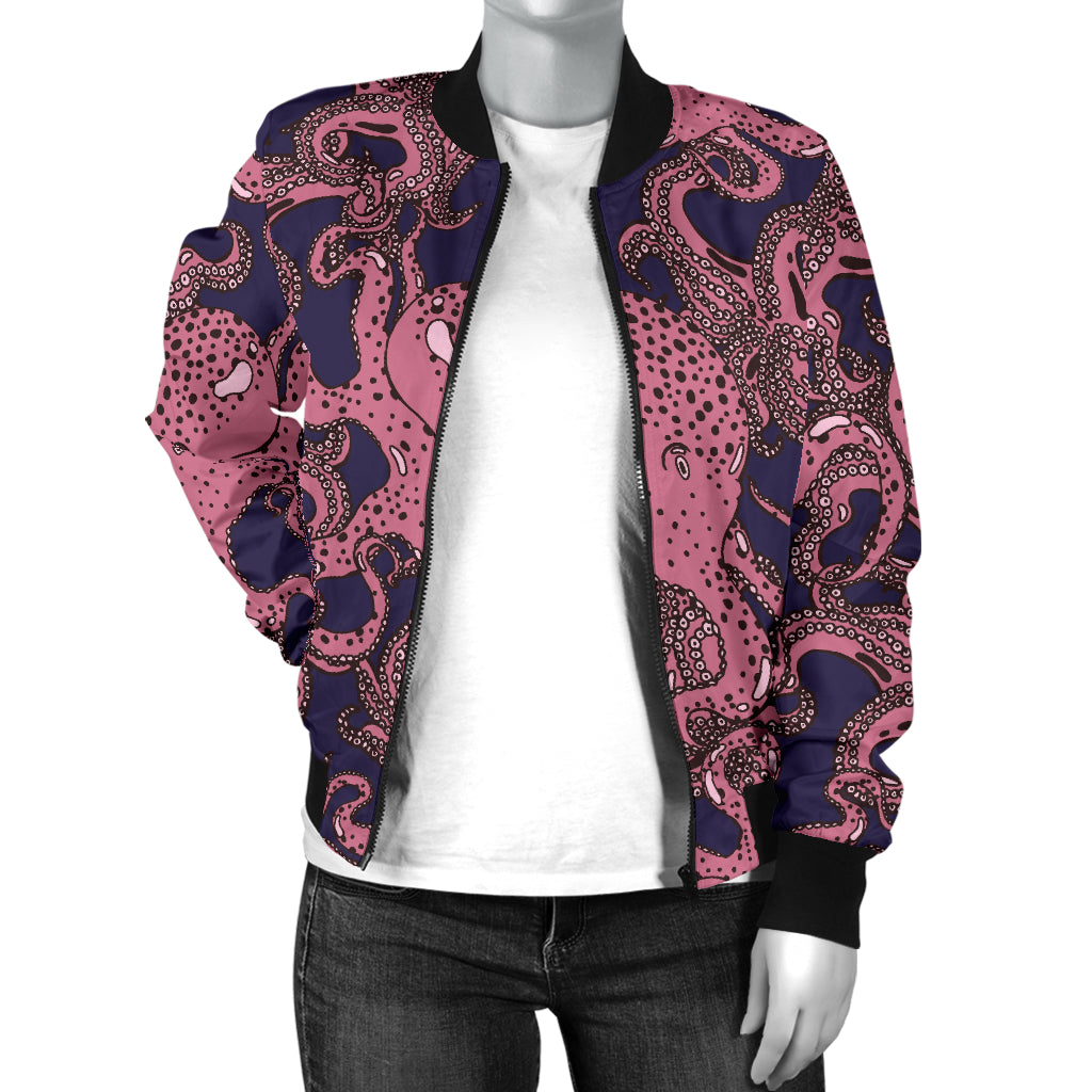 Octopus Pattern Print Design A03 Women's Bomber Jacket