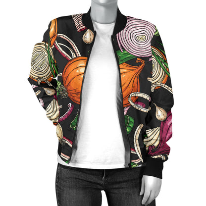 Onion Pattern Print Design A03 Women's Bomber Jacket