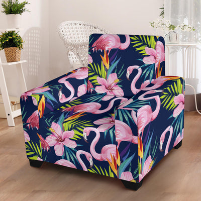 Flamingo Hibiscus Print Armchair Slipcover