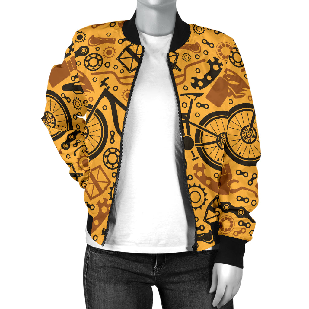 Mountain bike Pattern Print Design 03 Women's Bomber Jacket