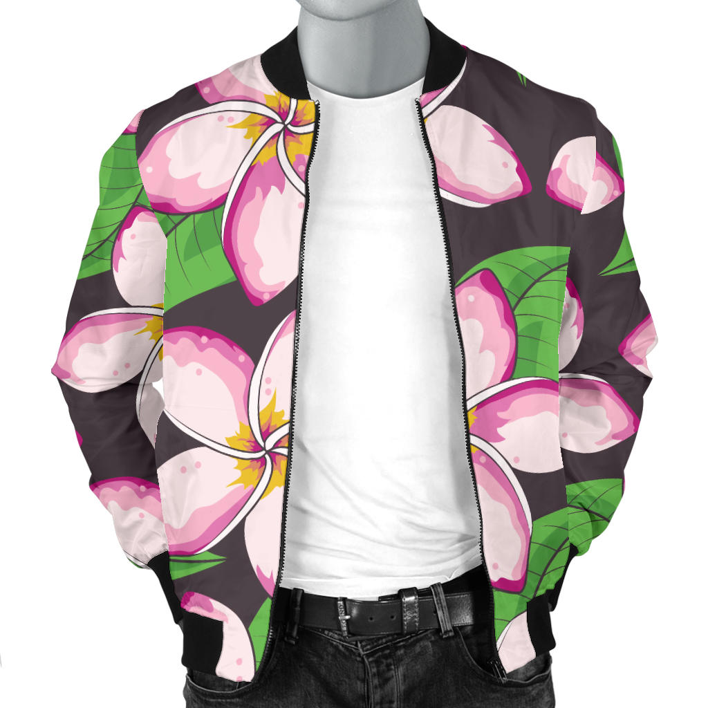 Pink Plumeria Pattern Print Design PM019 Men Bomber Jacket
