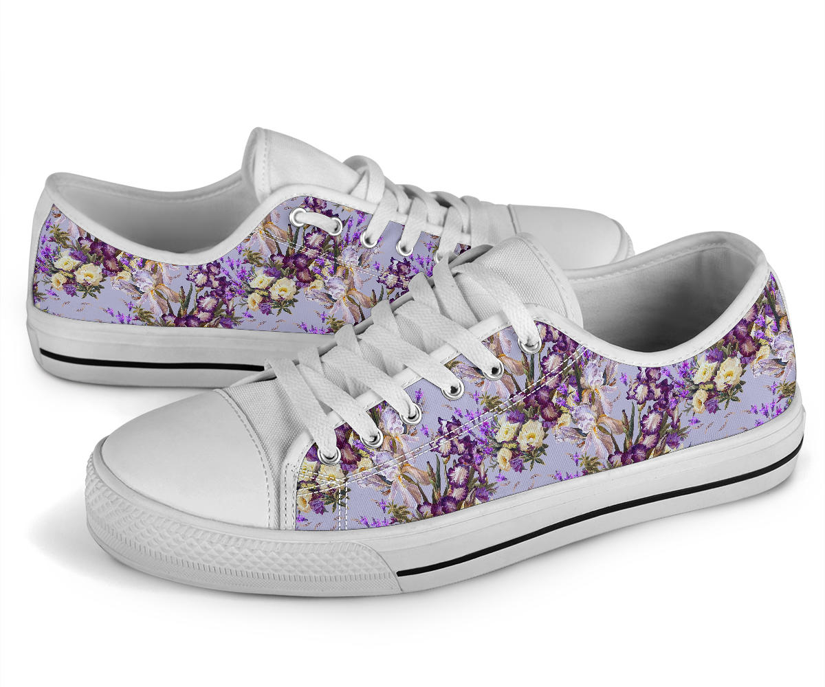 Iris Pattern Print Design IR07 White Bottom Low Top Shoes