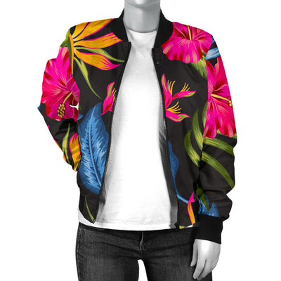 Bird Of Paradise Pattern Print Design BOP014 Women Bomber Jacket