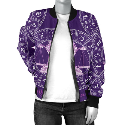 Libra Pattern Print Design 03 Women's Bomber Jacket