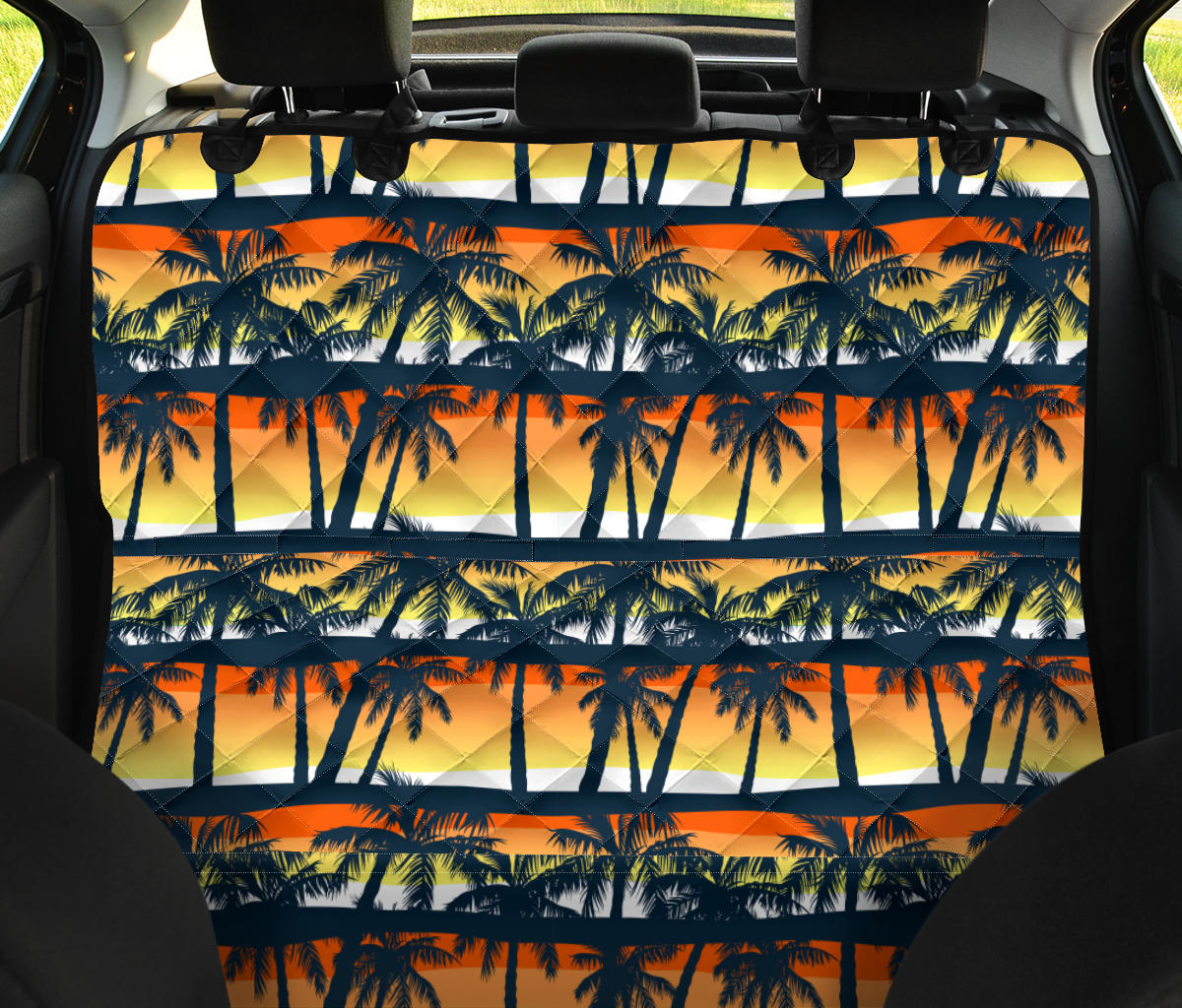 Palm Tree Pattern Print Design PT011 Rear Dog  Seat Cover