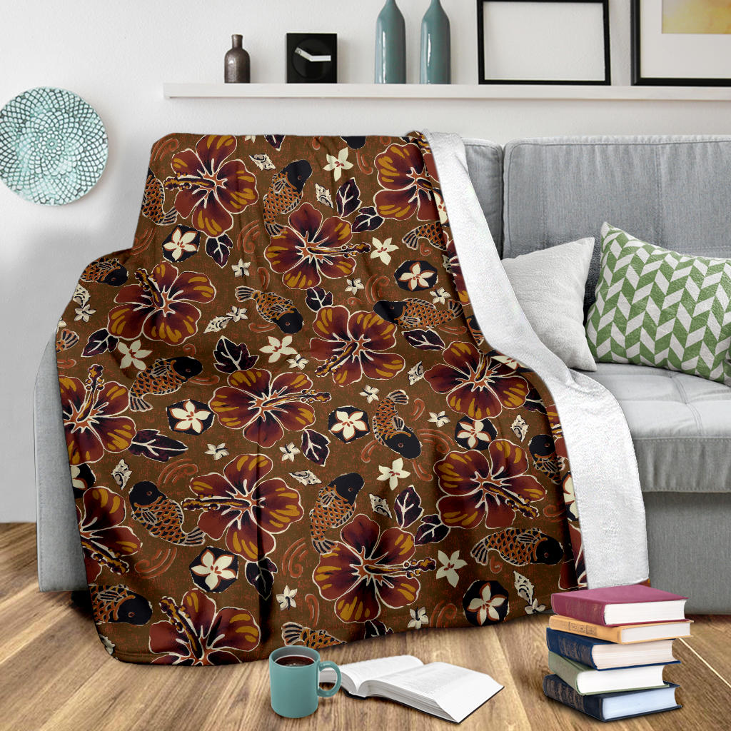 Hawaiian Themed Pattern Print Design H01 Fleece Blanket