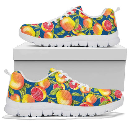 Grapefruit Pattern Print Design GF04 Sneakers White Bottom Shoes