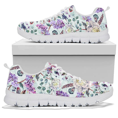 Lilac Pattern Print Design LI06 Sneakers White Bottom Shoes