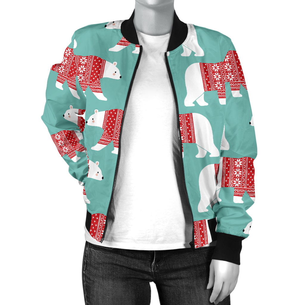Polar Bear Pattern Print Design A04 Women's Bomber Jacket