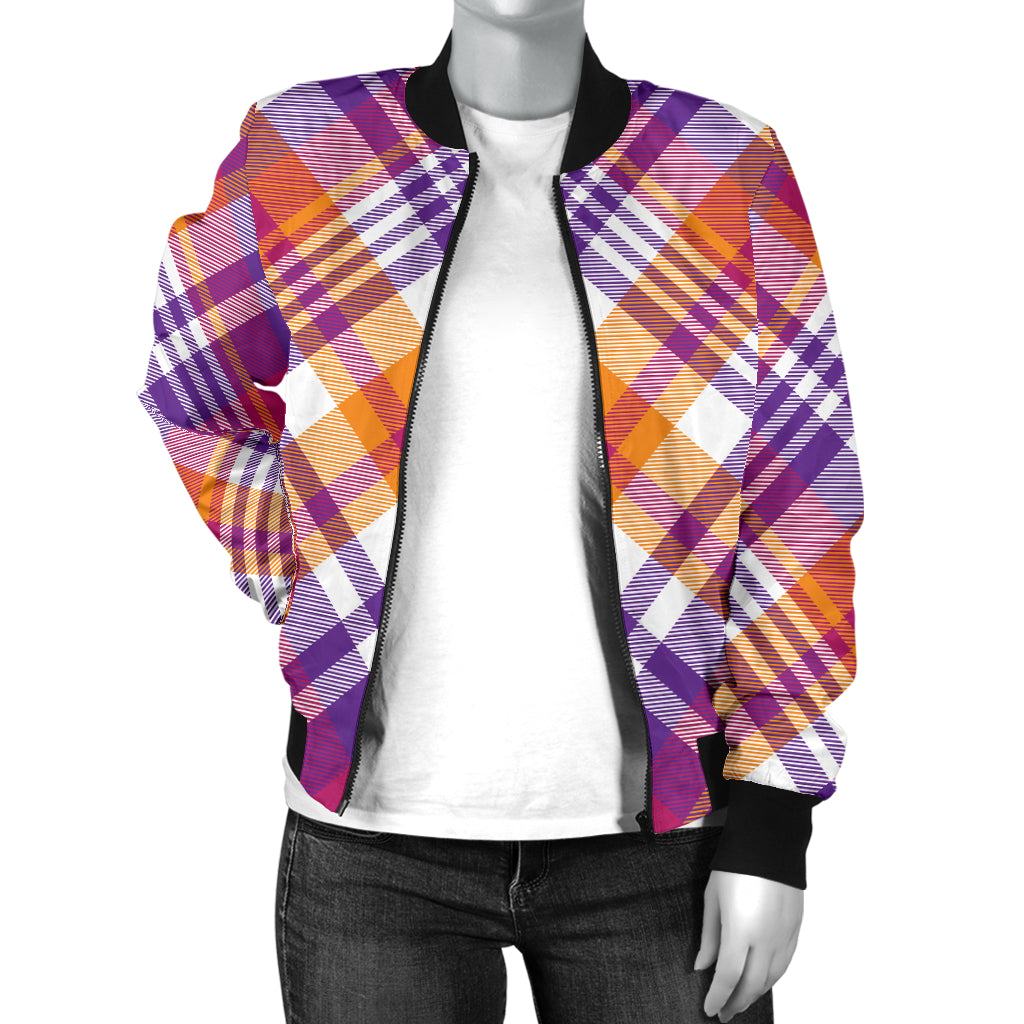 Madras Pattern Print Design 02 Women's Bomber Jacket