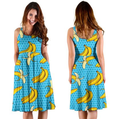 Banana Pattern Print Design BA08 Midi Dress