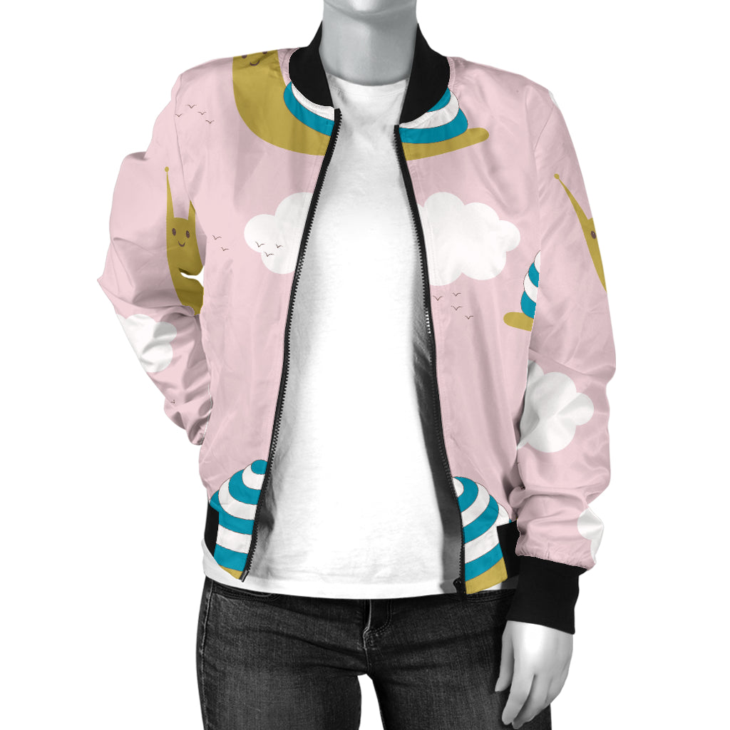 Snail Pattern Print Design 02 Women's Bomber Jacket