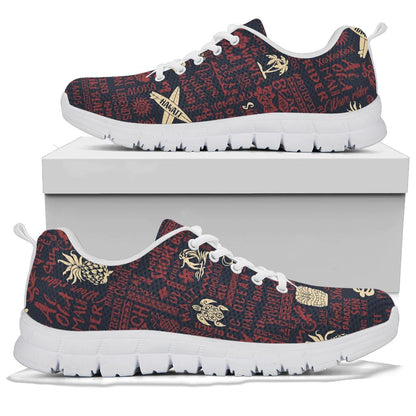 Hawaiian Themed Pattern Print Design H017 Sneakers White Bottom Shoes