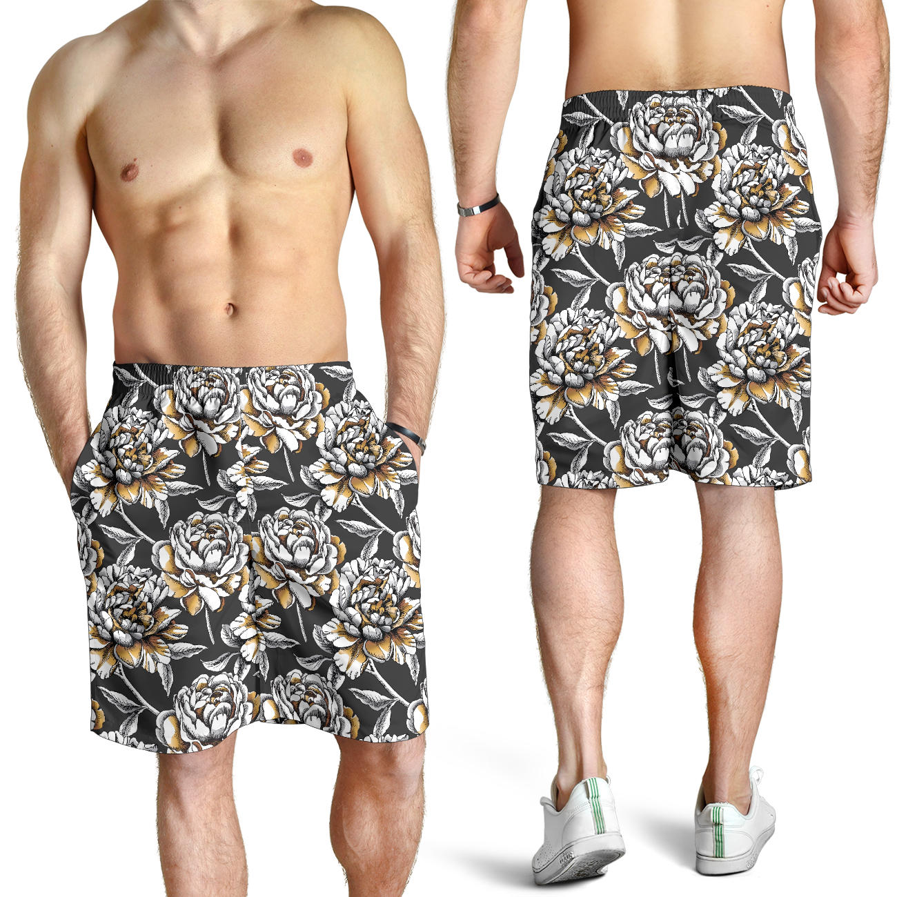 Peony Pattern Print Design PE06 Mens Shorts