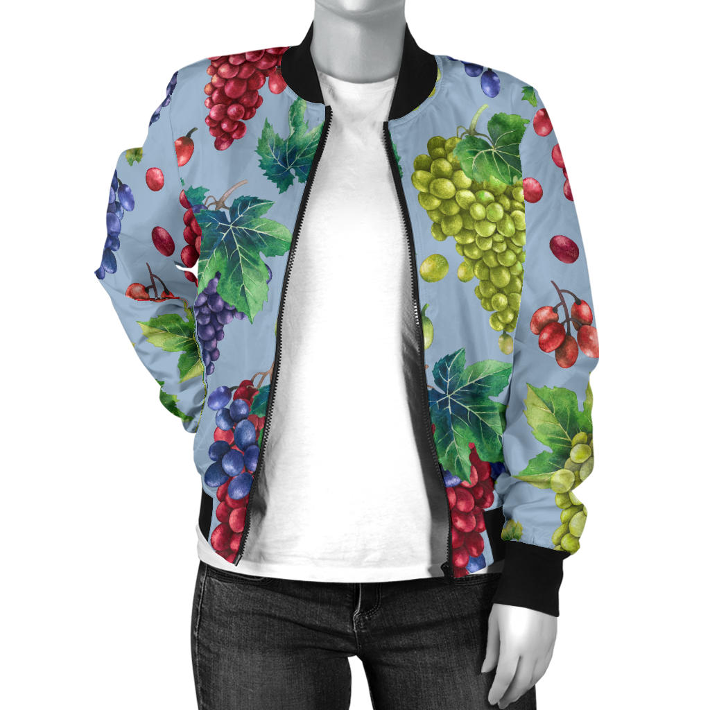 Grape Pattern Print Design GP06 Women Bomber Jacket