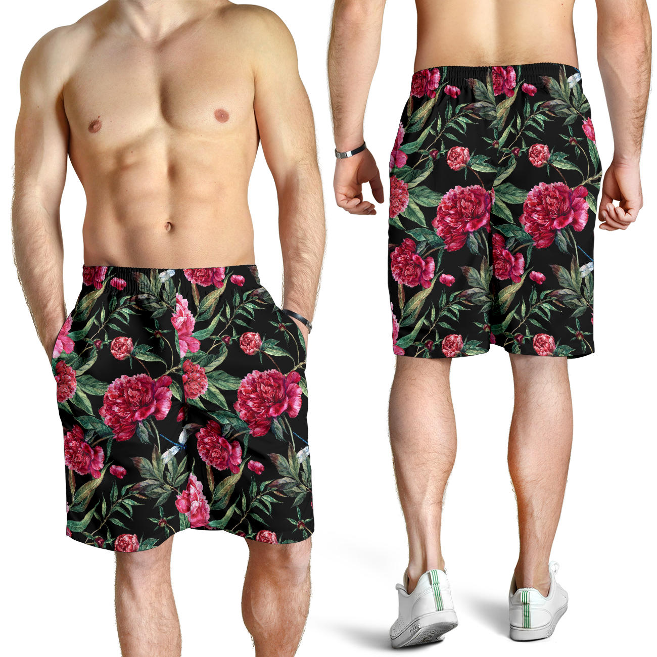 Peony Pattern Print Design PE04 Mens Shorts