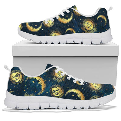 Gold Sun Moon Face  Sneakers White Bottom Shoes