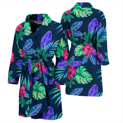 Tropical Flower Pattern Print Design TF09 Men Bathrobe