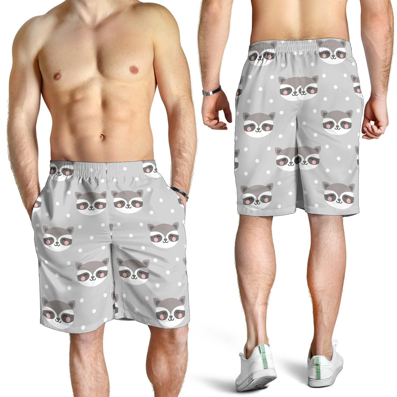 Raccoon Pattern Print Design A04 Mens Shorts