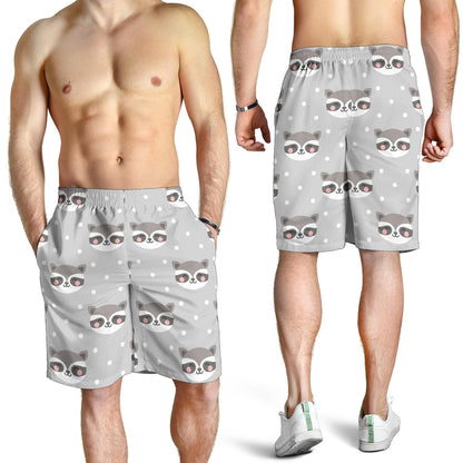 Raccoon Pattern Print Design A04 Mens Shorts