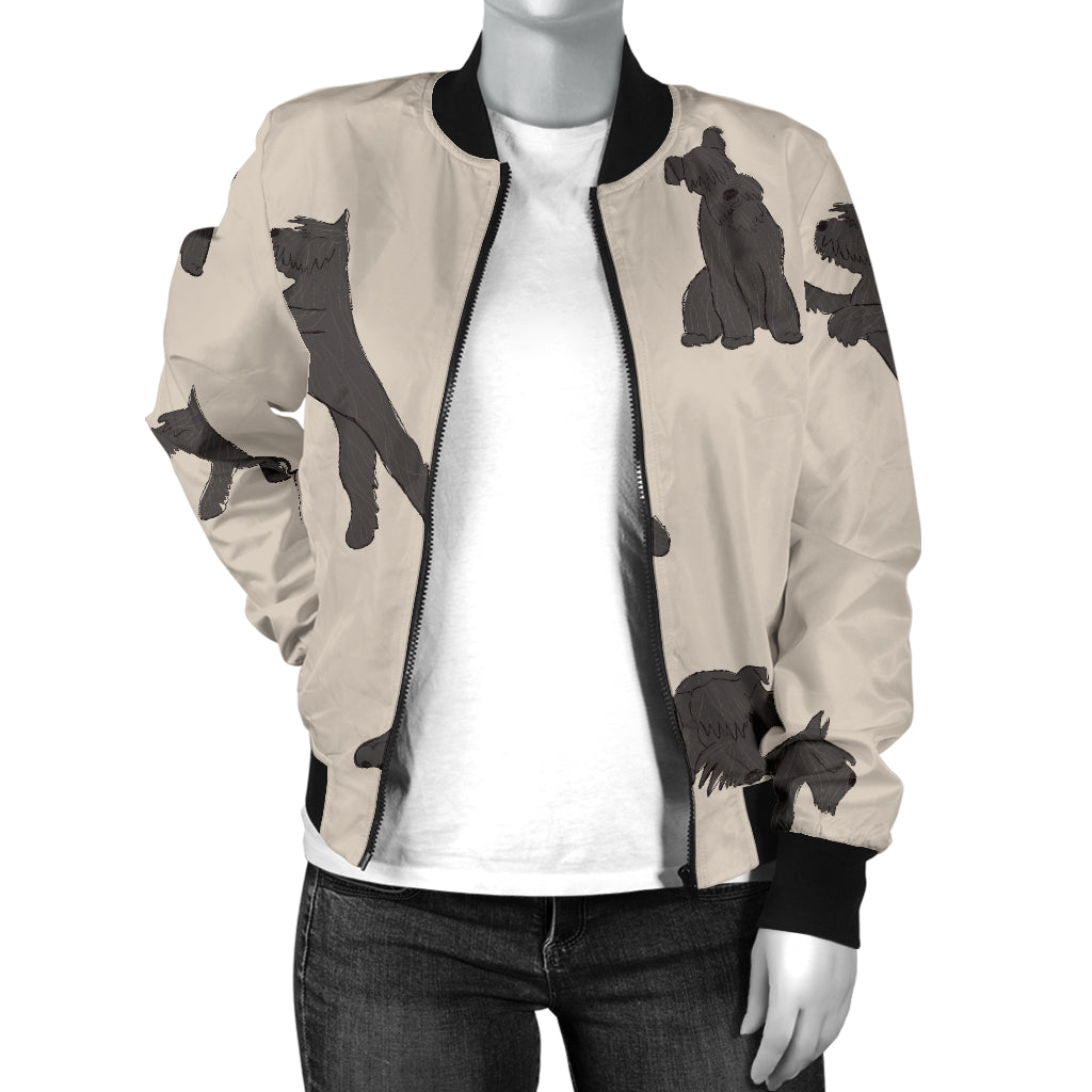 Schnauzers Pattern Print Design A06 Women's Bomber Jacket