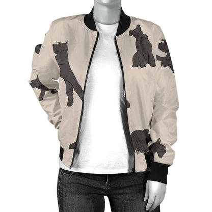 Schnauzers Pattern Print Design A06 Women's Bomber Jacket