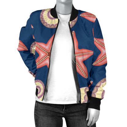 Starfish Pattern Print Design 03 Women's Bomber Jacket