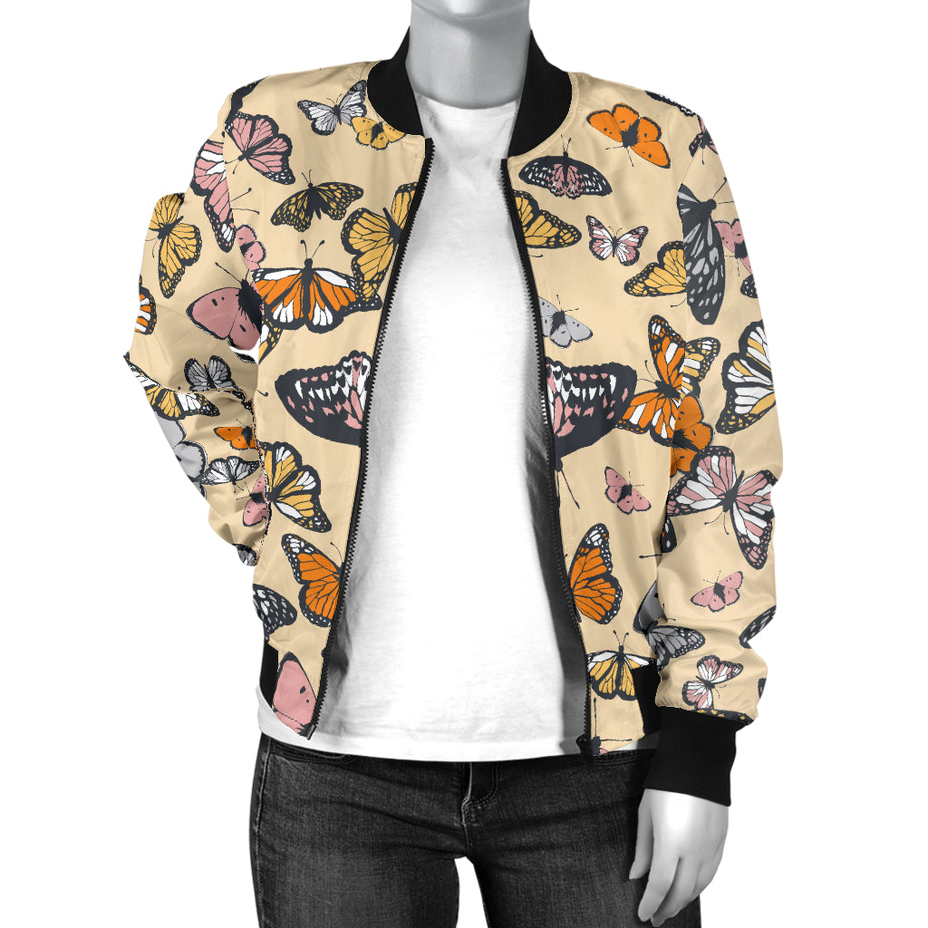 Butterfly Pattern Print Design 04 Women's Bomber Jacket