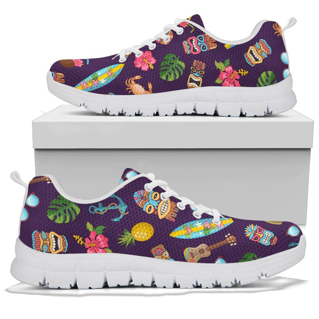 Hawaiian Themed Pattern Print Design H024 Sneakers White Bottom Shoes