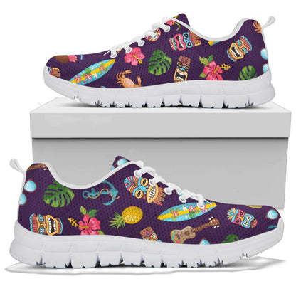 Hawaiian Themed Pattern Print Design H024 Sneakers White Bottom Shoes