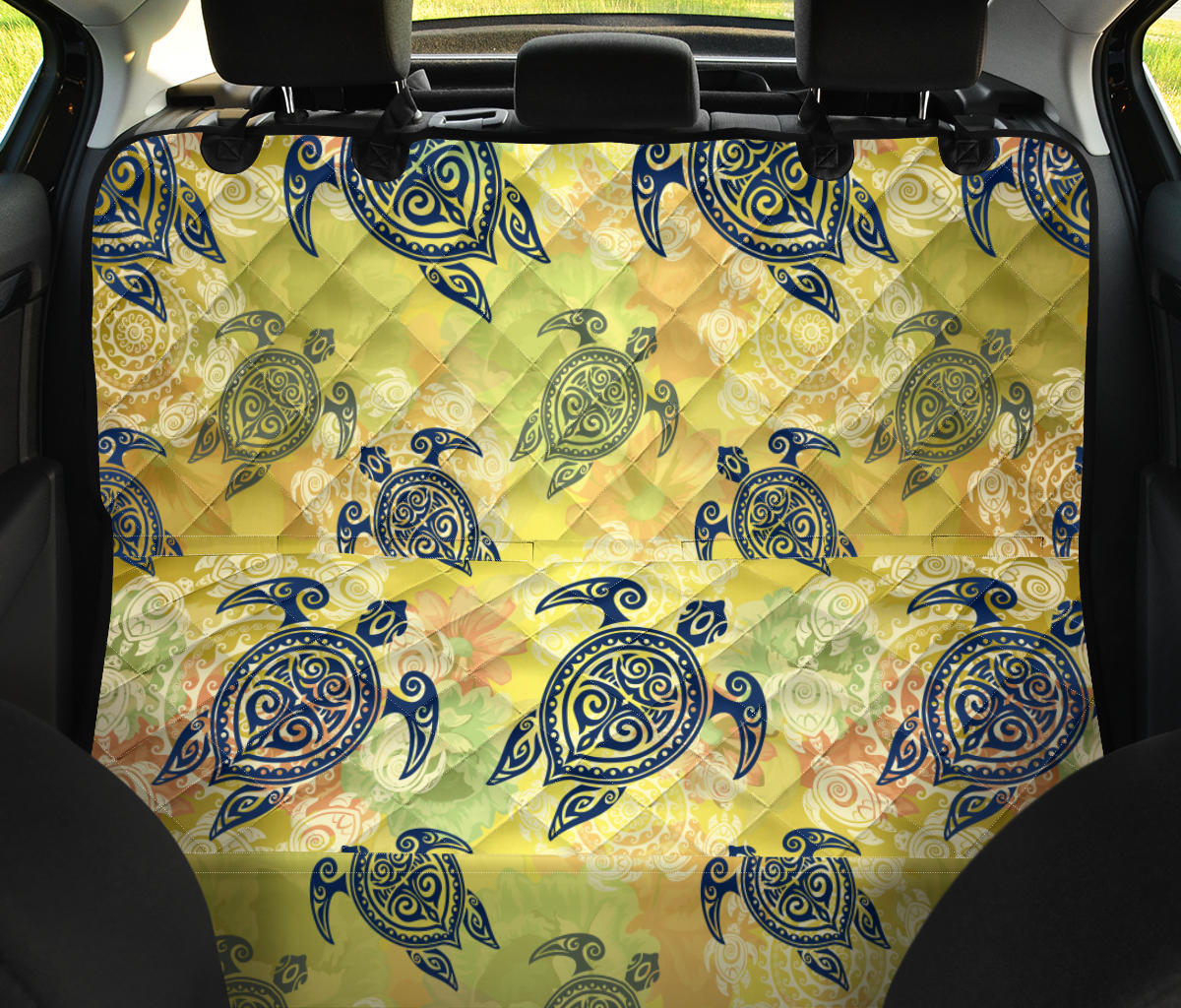Hawaiian Turtle Tribal Design Print Rear Dog  Seat Cover