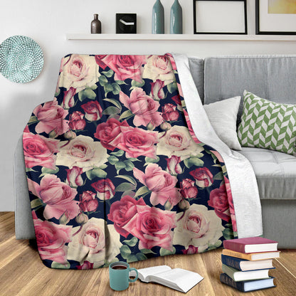 Rose Pattern Print Design RO05 Fleece Blanket