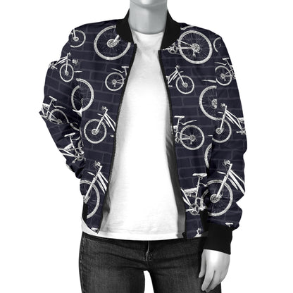 Mountain bike Pattern Print Design 02 Women's Bomber Jacket