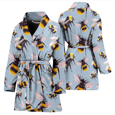 Bee Pattern Print Design BEE08 Women Bathrobe