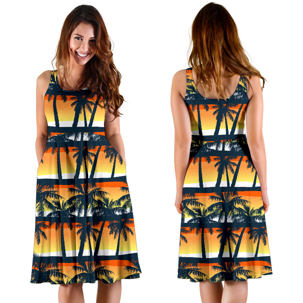 Palm Tree Pattern Print Design PT011 Midi Dress