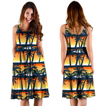 Palm Tree Pattern Print Design PT011 Midi Dress