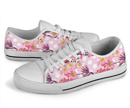 Bird Of Paradise Pattern Print Design BOP011 White Bottom Low Top Shoes