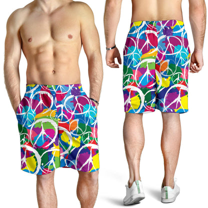 Peace Sign Colorful Pattern Print Design A02 Mens Shorts