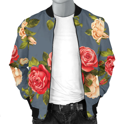 Rose Pattern Print Design RO017 Men Bomber Jacket