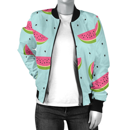 Watermelon Pattern Print Design WM06 Women Bomber Jacket
