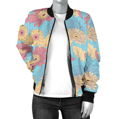 Gerberas Pattern Print Design GB04 Women Bomber Jacket