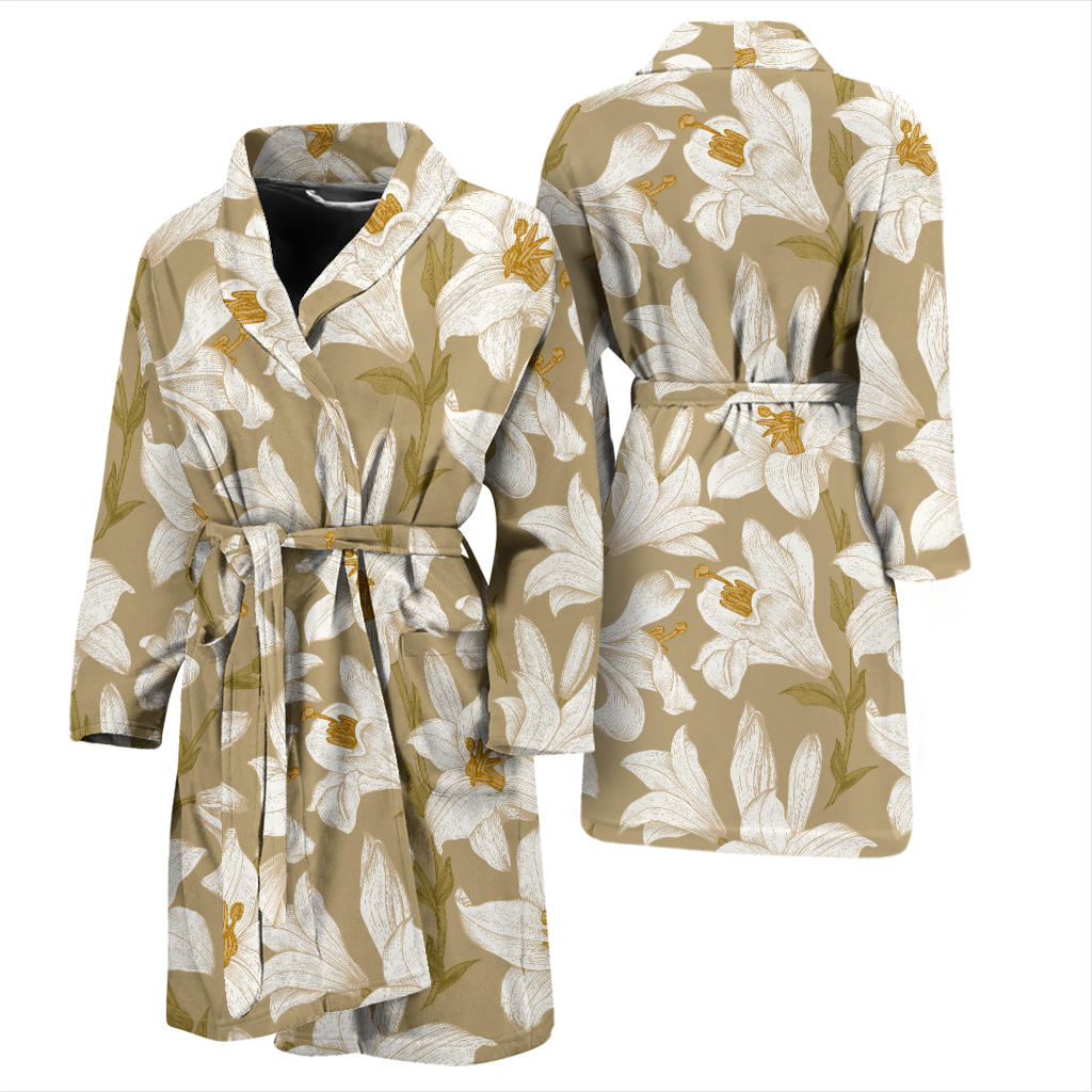 Lily Pattern Print Design LY07 Men Bathrobe
