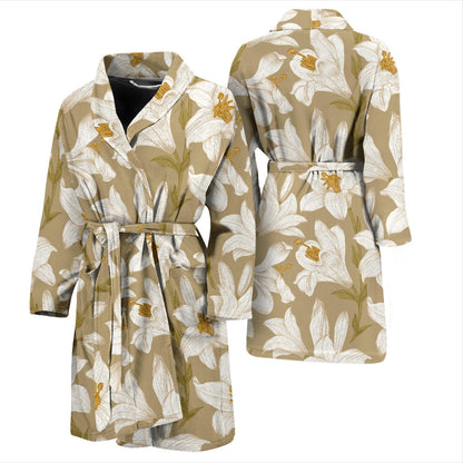 Lily Pattern Print Design LY07 Men Bathrobe