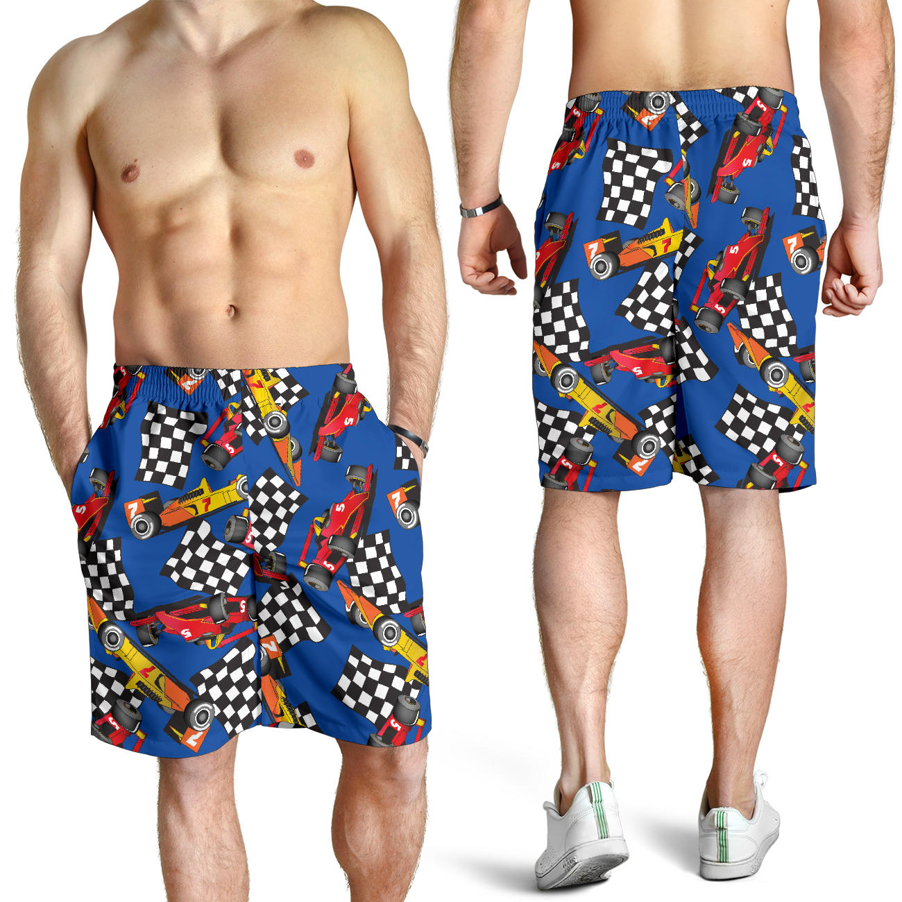 Racing Pattern Print Design A01 Mens Shorts