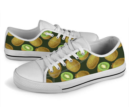 Kiwi Pattern Print Design KW04 White Bottom Low Top Shoes