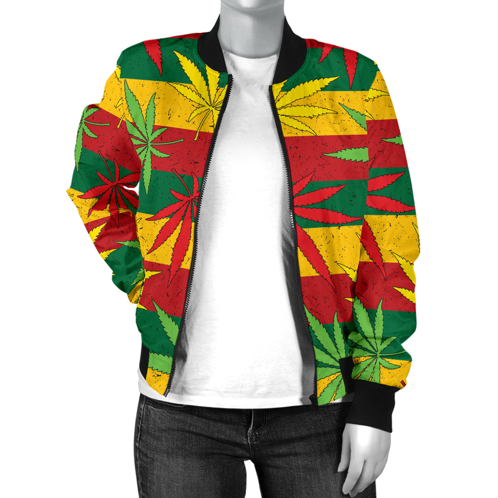 Rasta Pattern Print Design A03 Women's Bomber Jacket