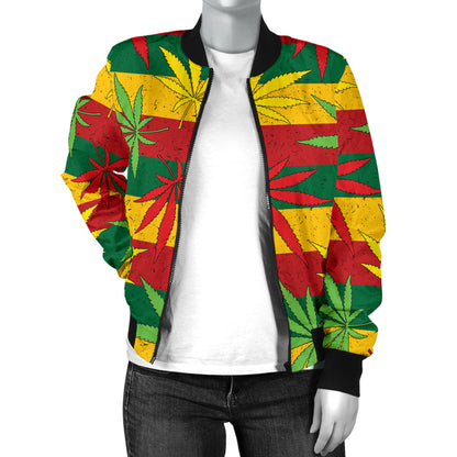 Rasta Pattern Print Design A03 Women's Bomber Jacket