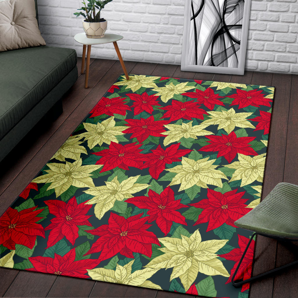 Poinsettia Pattern Print Design POT06 Area Rugs