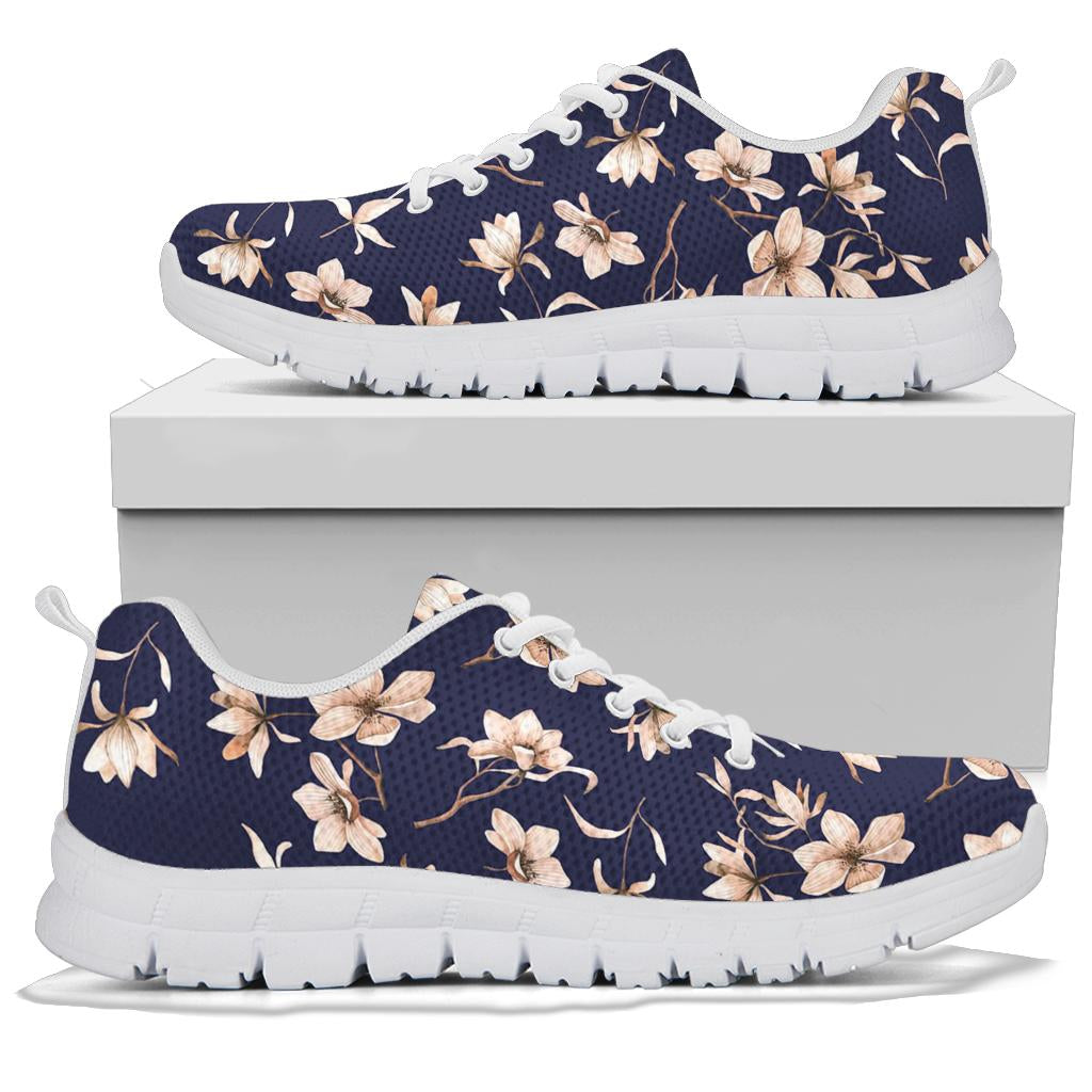 Beautiful Floral Pattern Sneakers White Bottom Shoes