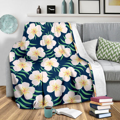 Pink Plumeria Pattern Print Design PM016 Fleece Blanket